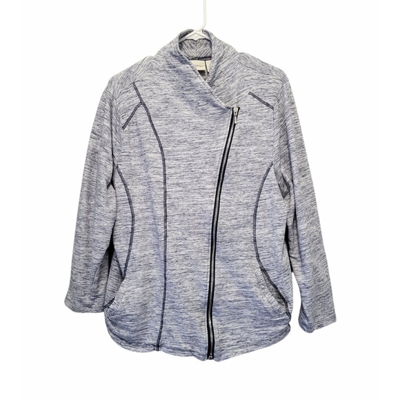 Chico's Tops - Chico's Zenergy Moto Zip Spacedye Jacket Womens 4 4X Pockets Zip Gray Blue Blend